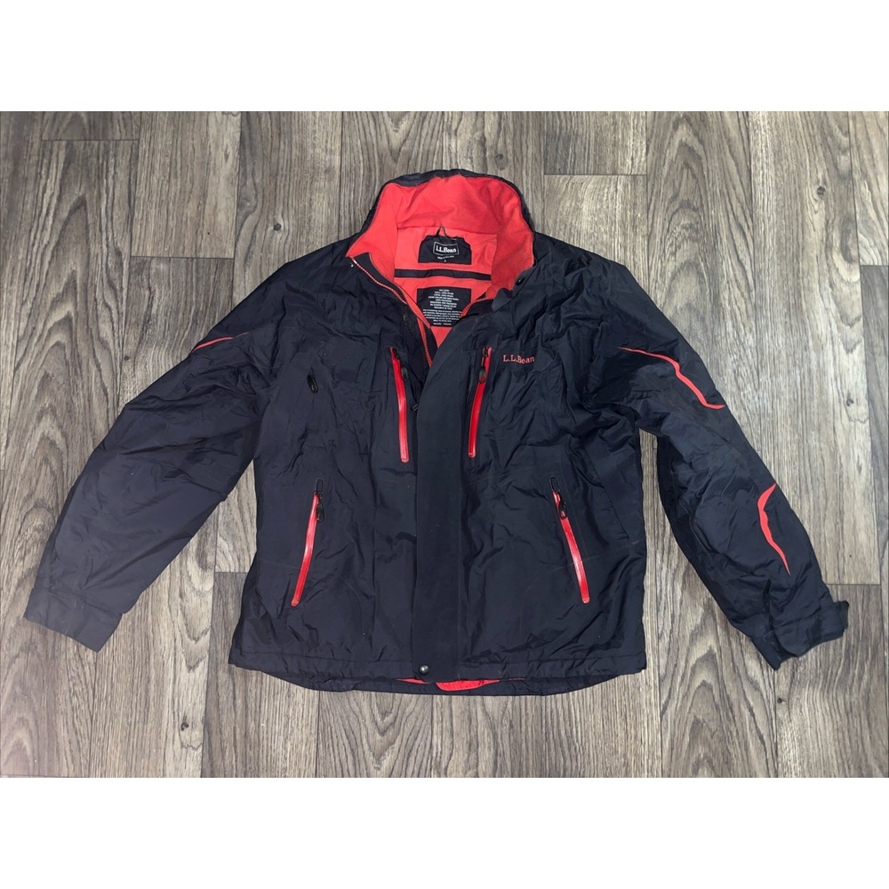L.L. Bean Wind Challenger Jacket Men's L Black Red X-Static Insulated 0JPR7